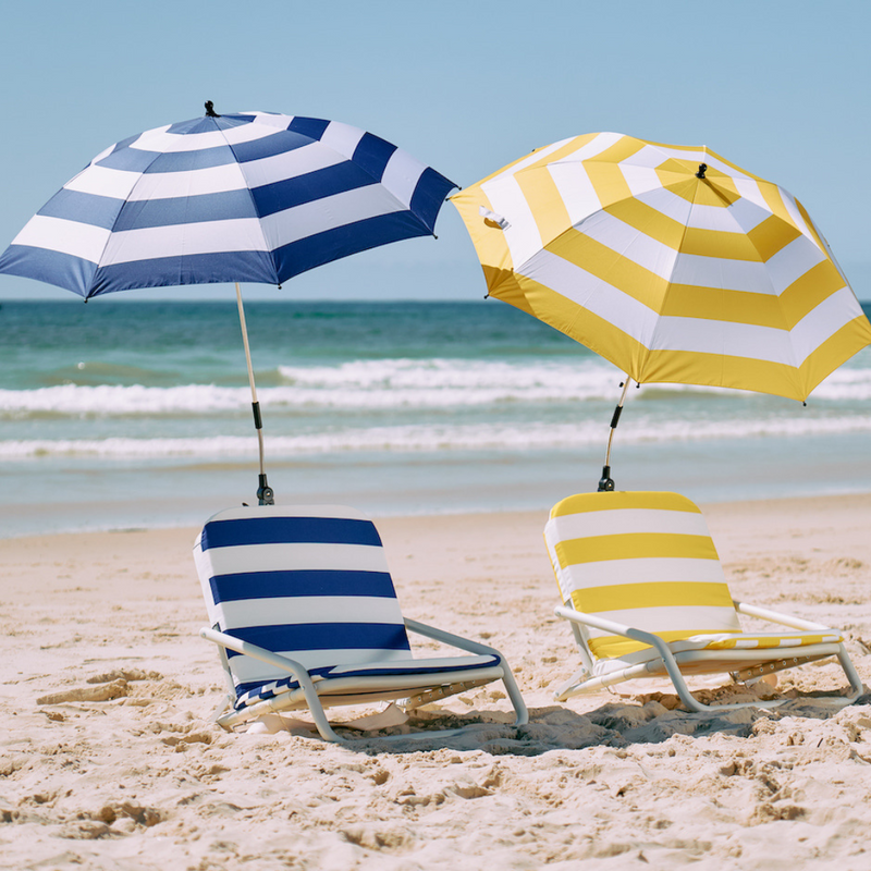 Deluxe Beach Chair and Umbrella Set - Yellow Stripe