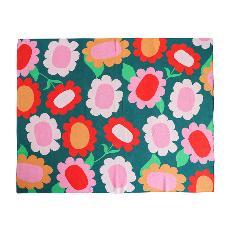 Cotton Knit Throw - Flower Patch