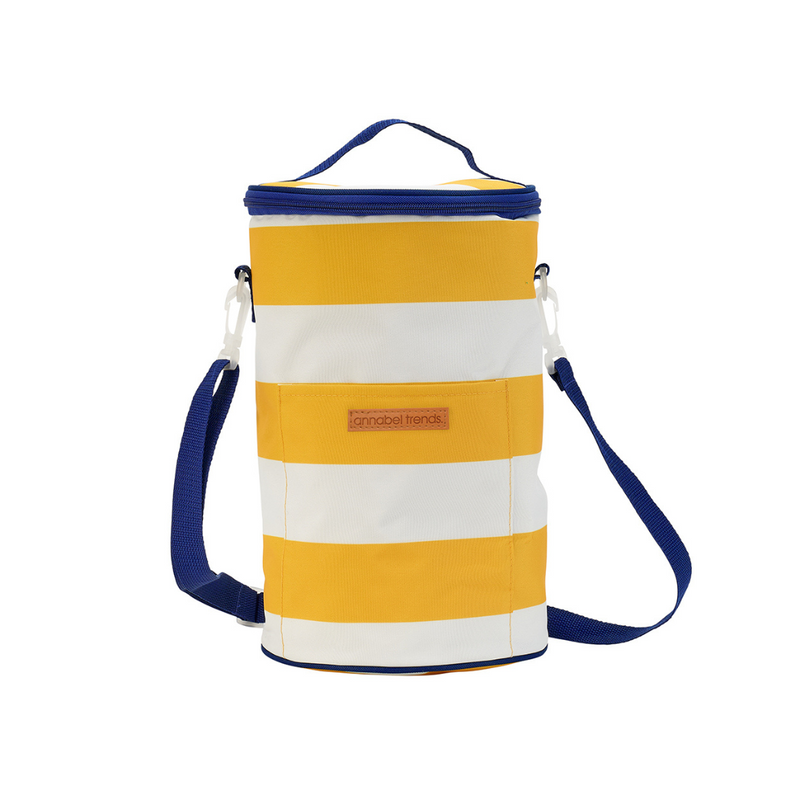 Picnic Cooler Bag Barrel Tall - Yellow Stripe
