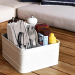 Galvanised Creme P/C Caddy Rectangle with Leather Handle