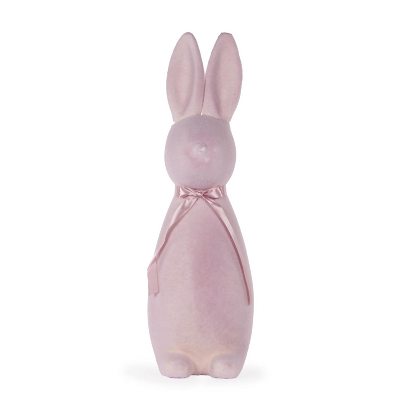 Large Flocked Rabbit with Bow Lilac