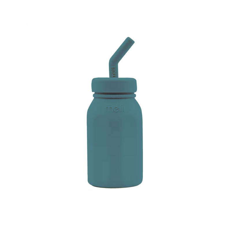 Melii Luxe Silicone Straw Bottle Blue