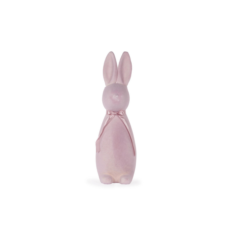 Mini Flocked Rabbit with Bow Lilac