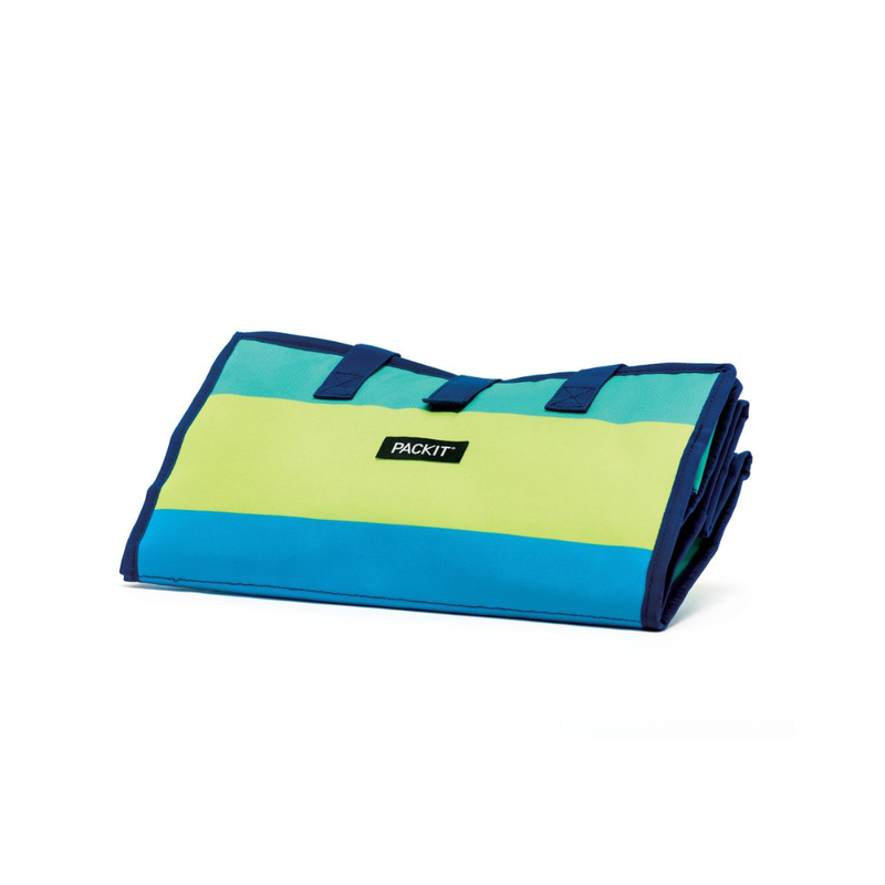 PackIt Freezable Grocery Tote Bag Fresh Stripes Blue