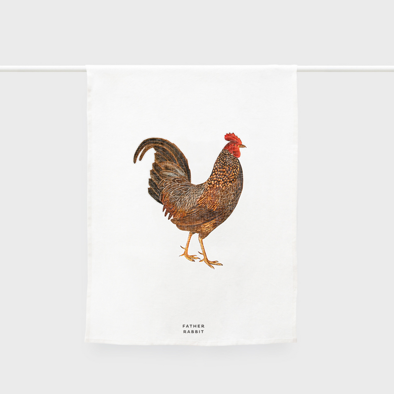 Rooster Linen Tea Towel