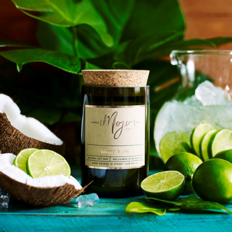 Coconut & Lime - Reclaimed Wine Bottle Soy Wax Candle