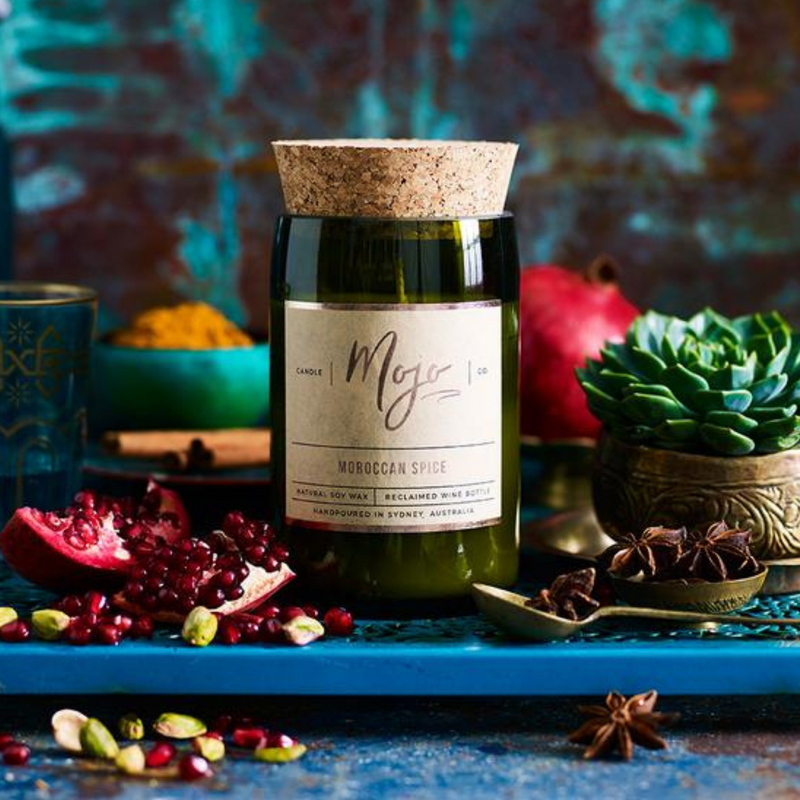 Moroccan Spice - Reclaimed Wine Bottle Soy Wax Candle