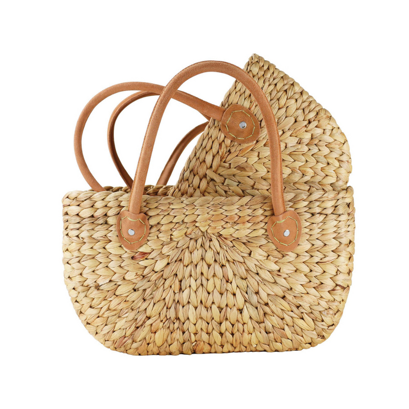 Rectangle Harvest Basket- Suede Handles